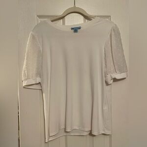 White top with sheer bubble sleeves